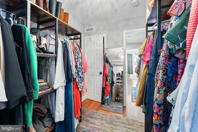 spacious closet with hardwood / wood-style floors