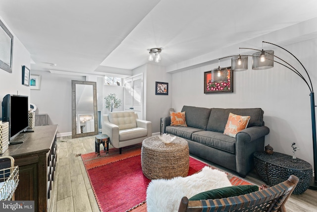 living room featuring light hardwood / wood-style floors