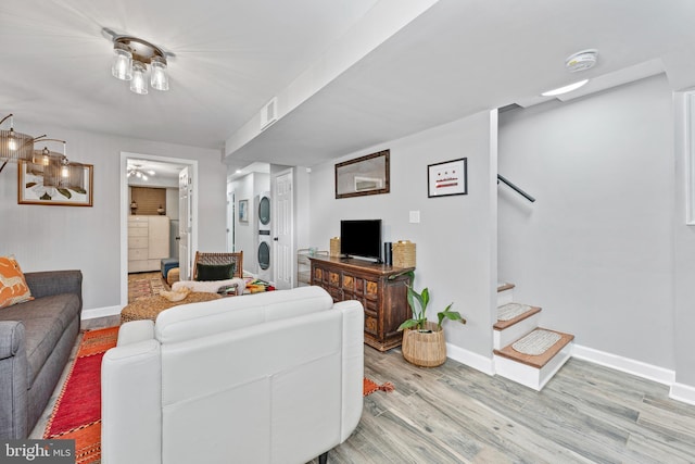 living room featuring light hardwood / wood-style floors