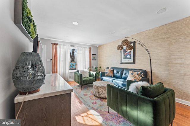 living room featuring light hardwood / wood-style floors