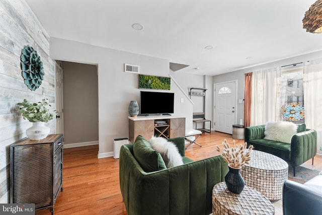 living room featuring light hardwood / wood-style floors