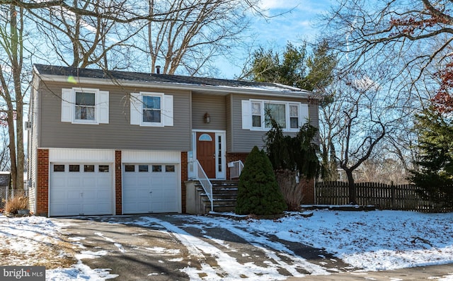 bi-level home with a garage