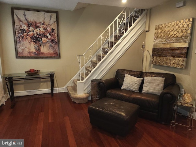 living room with hardwood / wood-style flooring