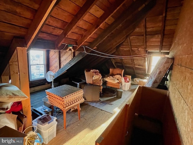 view of unfinished attic