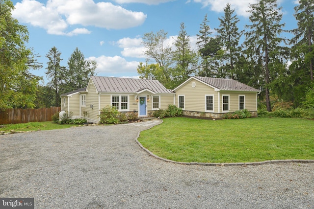 39913 Thomas Mill Rd, Leesburg, VA 20175 - ranch-style home with gravel driveway, a metal roof, a standing seam roof, and stone siding