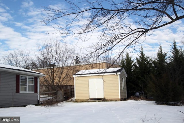 view of snow covered structure