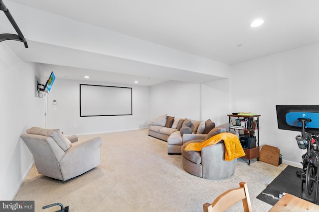 view of carpeted home theater room