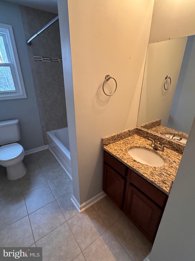 bathroom with tile patterned floors, vanity, and toilet