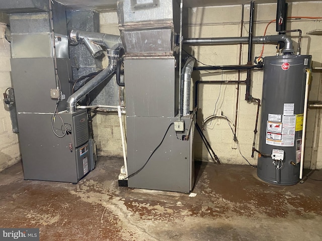 utilities with heating unit and gas water heater