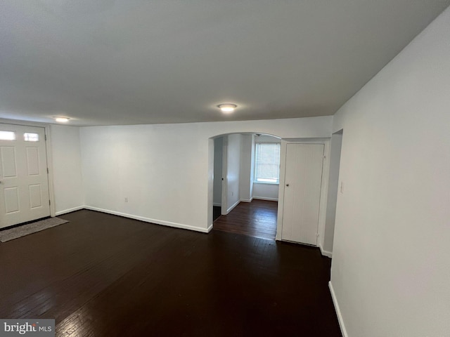 interior space with dark wood-type flooring