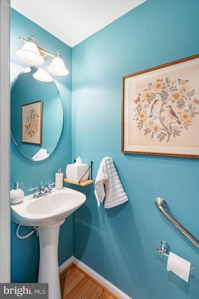 bathroom featuring wood-type flooring