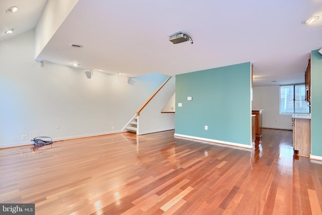 interior space with light hardwood / wood-style flooring