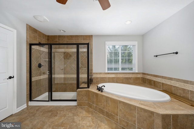 bathroom featuring plus walk in shower