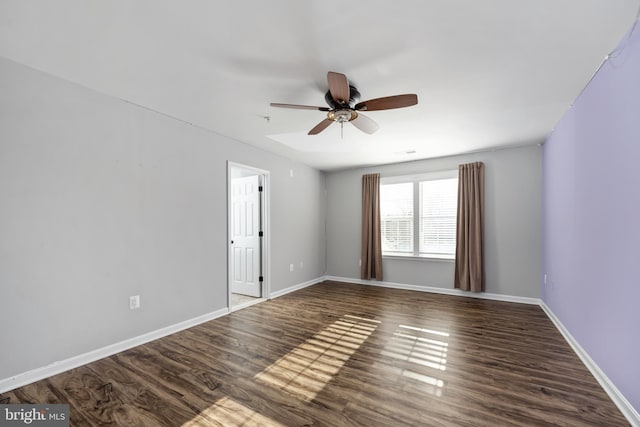 unfurnished room featuring hardwood / wood-style flooring and ceiling fan