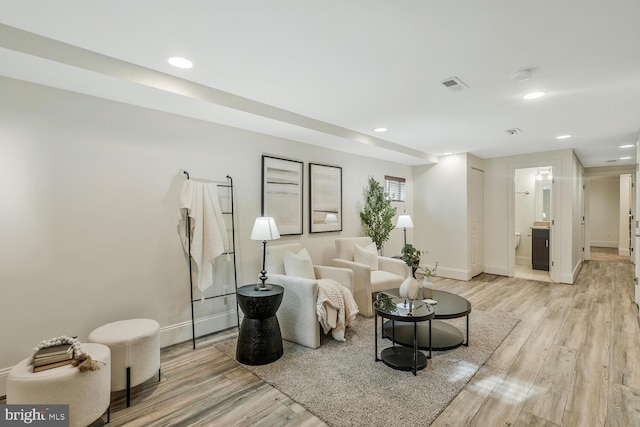 living room featuring light hardwood / wood-style flooring