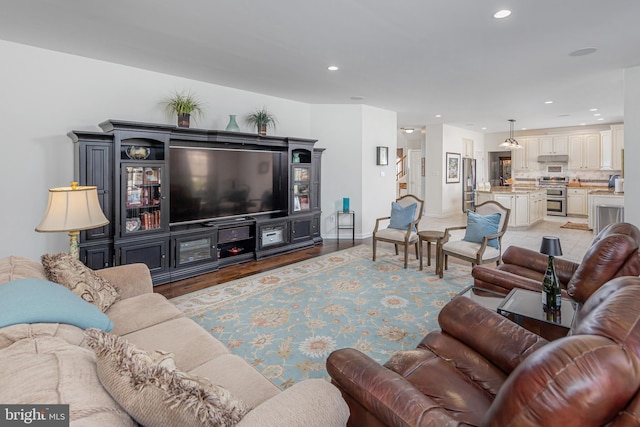 living room featuring light hardwood / wood-style flooring