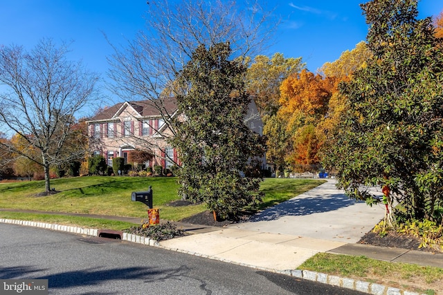 view of property hidden behind natural elements with a front lawn