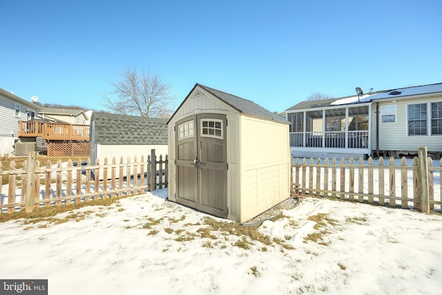 view of snow covered structure