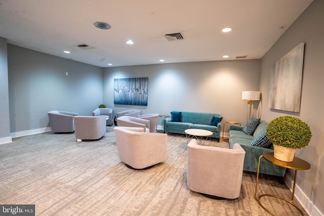 living room with carpet flooring