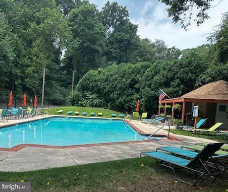 view of swimming pool with a patio