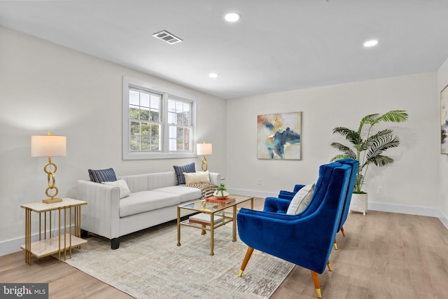 living room with light wood-type flooring