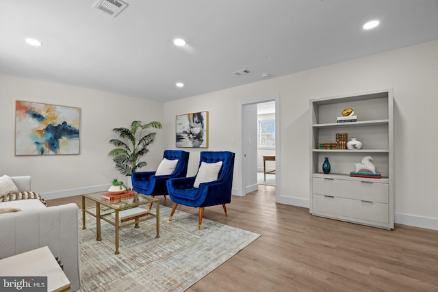 living room with light wood-type flooring