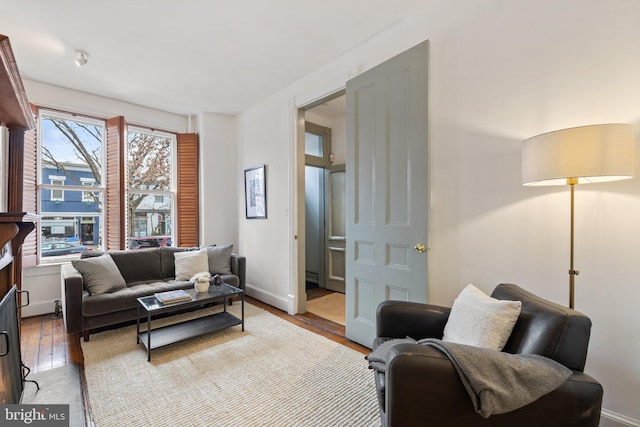 living room with light wood-type flooring