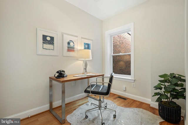 office featuring light hardwood / wood-style floors