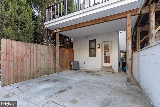 view of patio featuring central AC