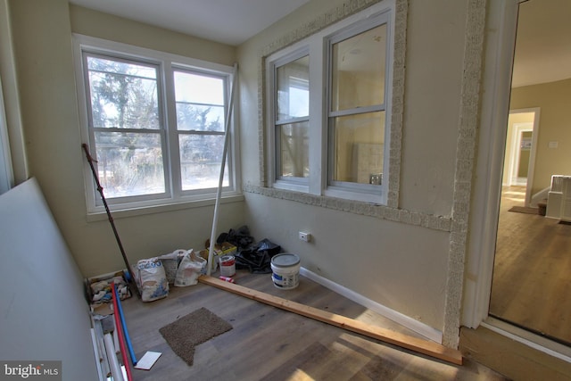 misc room with hardwood / wood-style flooring and a healthy amount of sunlight