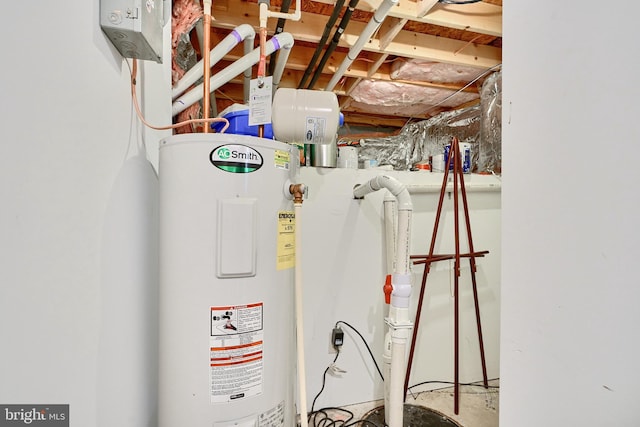 utility room with water heater