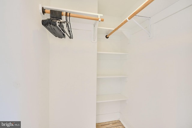 walk in closet featuring wood-type flooring