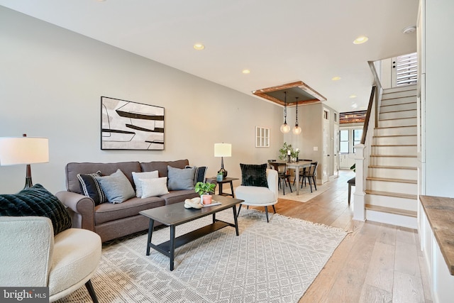 living room featuring light hardwood / wood-style flooring