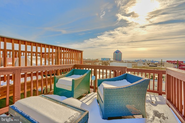 view of deck at dusk