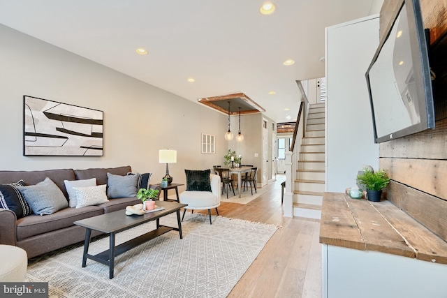 living room featuring light hardwood / wood-style flooring