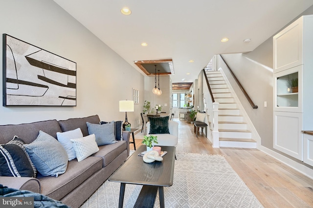 living room featuring light hardwood / wood-style flooring