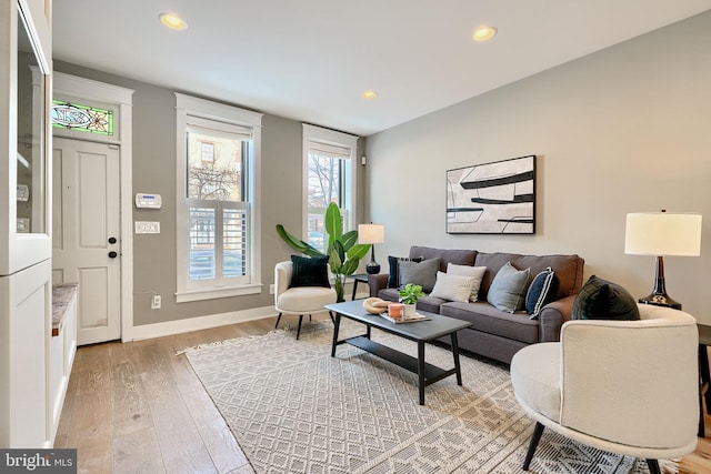 living room featuring light hardwood / wood-style flooring