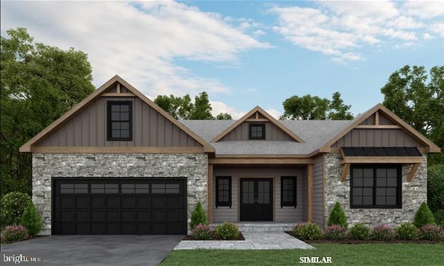 craftsman inspired home featuring a garage