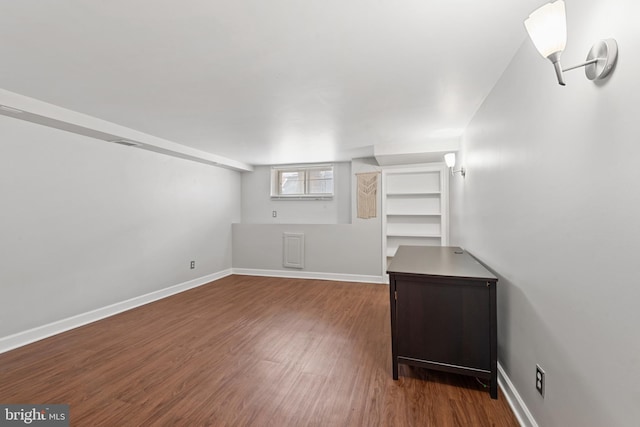 interior space with dark wood-type flooring