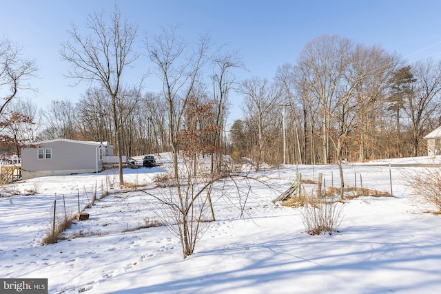 view of yard covered in snow