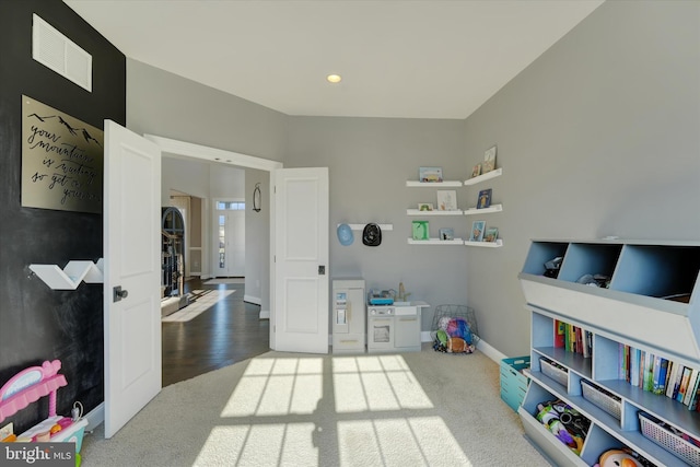 game room with carpet floors