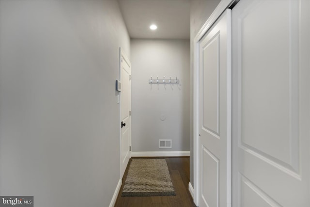 hall featuring dark hardwood / wood-style flooring