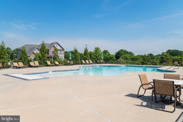 view of swimming pool featuring a patio