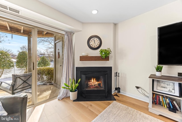 living area featuring light wood-type flooring