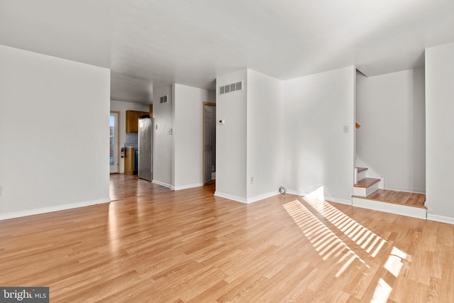 unfurnished living room with light hardwood / wood-style floors