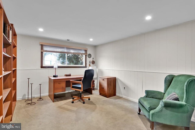 office space with light carpet