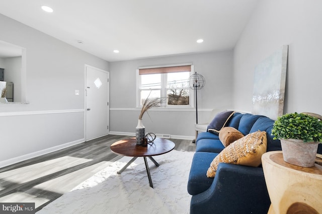 living room featuring hardwood / wood-style flooring