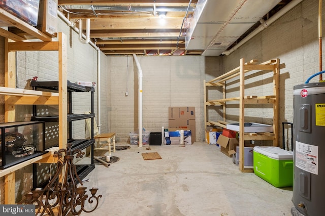 basement with water heater