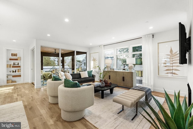 living room with light hardwood / wood-style floors