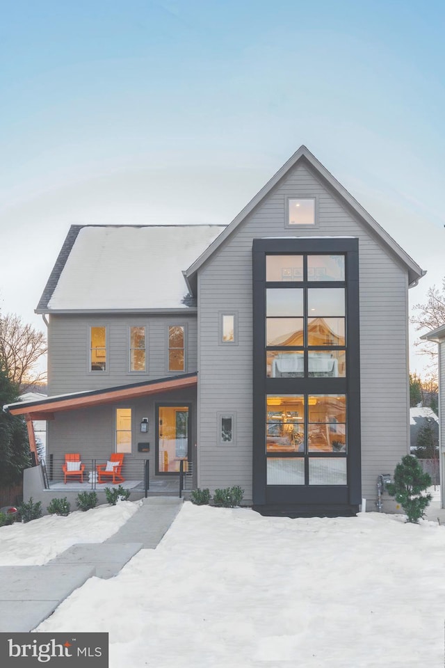 contemporary house with covered porch